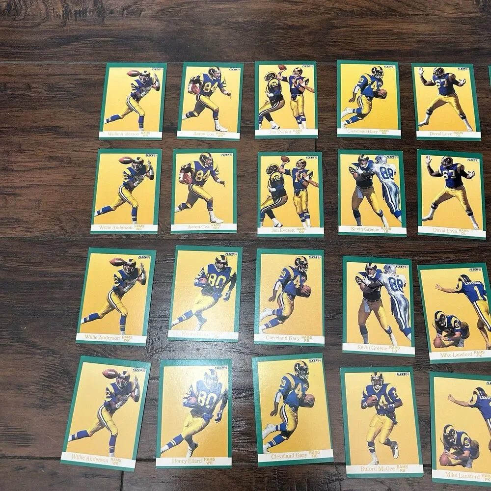 1991 LA Rams Football Trading Card Lot Of 28